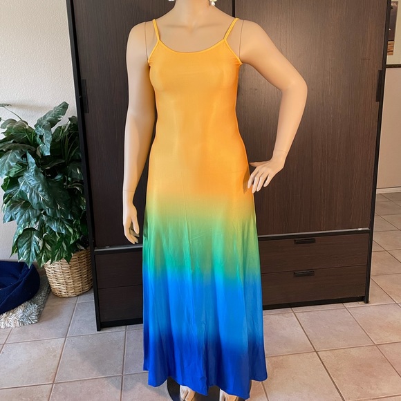 casual ombre maxi dress Casual Flame Colored Holster Sun Women's Chiffon Maxi Dress – Coily Hair  Care